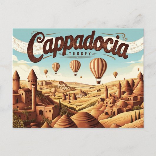 Retro Cappadocia uitzichten Briefkaart (Voorkant)