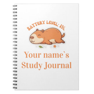 Retro Capybara Batterij Niveau 1% Notitieboek