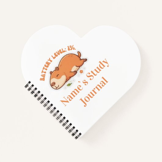 Retro Capybara Batterij Niveau 1% Notitieboek (Voorkant)