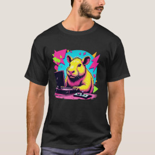Retro Capybara Gaming Retro Knaagdier Capybara Vid T-shirt