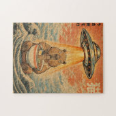 Retro Capybara Ramen UFO Golfbreker Kunstpuzzel Legpuzzel (Horizontaal)