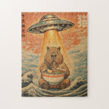 Retro Capybara Ramen UFO Golfbreker Kunstpuzzel