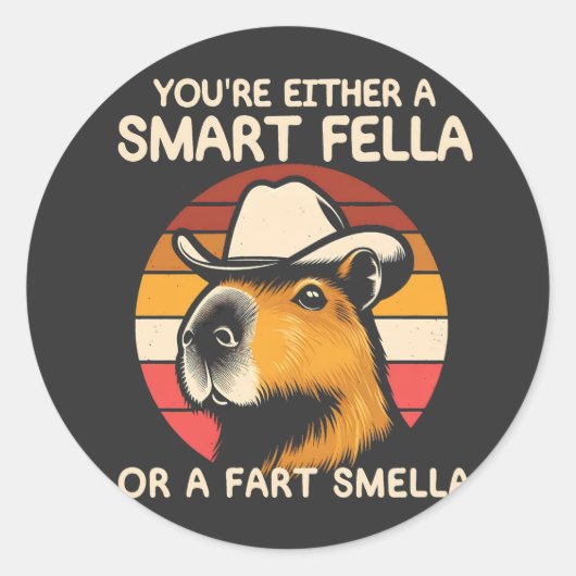 Retro Capybara Ronde Sticker (Voorkant)