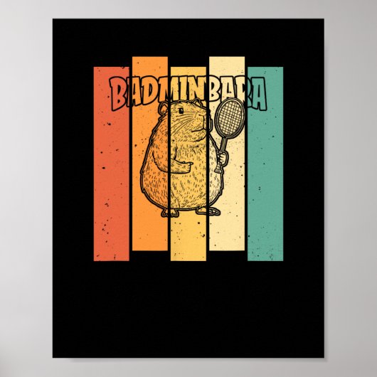 Retro Capybara Shuttle -  Badminton Badminb Poster (Voorkant)