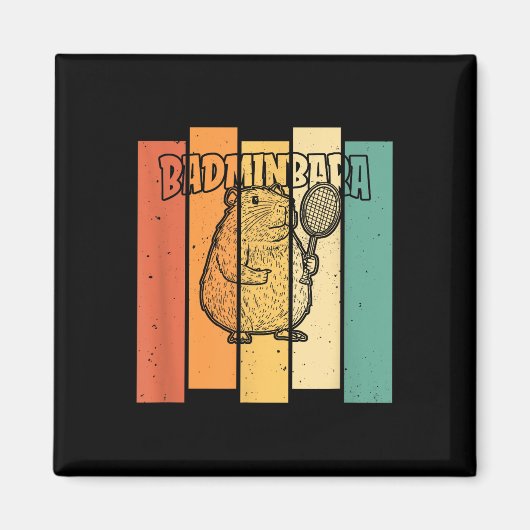 Retro Capybara Shuttle - Vintage Badminton Badminb Magneet (Voorkant)
