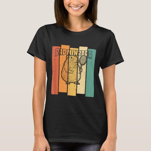 Retro Capybara Shuttle - Vintage Badminton Badminb T-shirt (Voorkant)