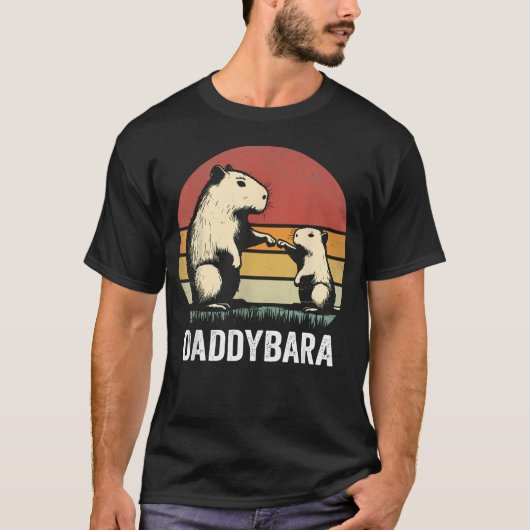 Retro Capybara Vader En Zoon Botsingen Grappige Ca T-shirt (Voorkant)