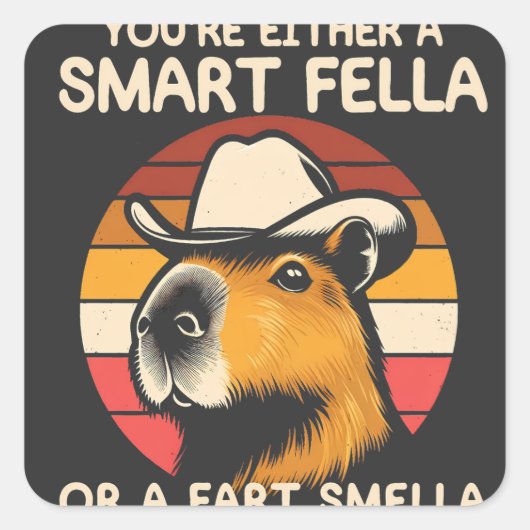 Retro Capybara Vierkante Sticker (Voorkant)