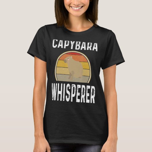 Retro Capybara Whisperer Animal Sunset T-shirt (Voorkant)
