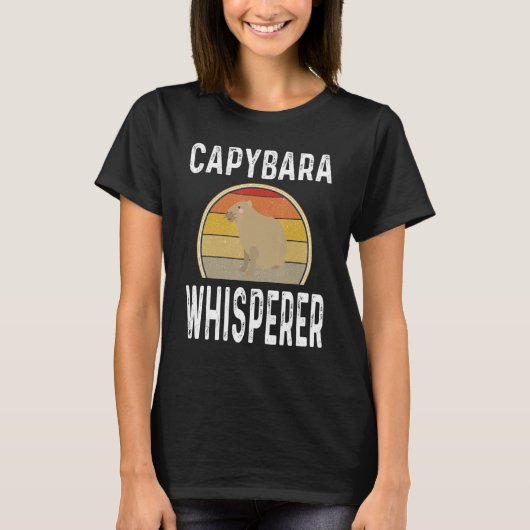 Retro Capybara Whisperer Animal Sunset T-shirt (Voorkant)