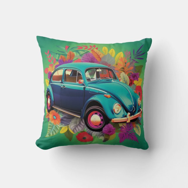 Retro Car Beetle Bug 1960 Kussen (Voorkant)