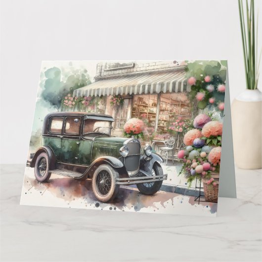 Retro Car & Blooming Boutique Scene Kaart (Voorkant)