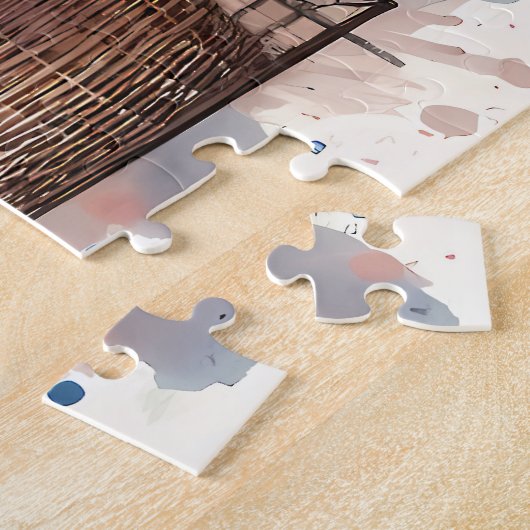 Retro Car & Blooming Boutique Scene Legpuzzel (Zijkant)