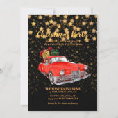 Retro Car en Kerstman Kerst Kaart (Voorkant)