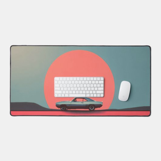 Retro Car Minimal Sunset Artwork Bureaumat (Keyboard & Muis)
