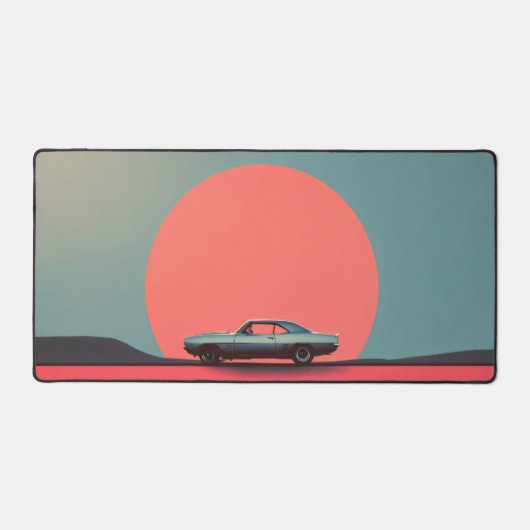 Retro Car Minimal Sunset Artwork Bureaumat (Voorkant)