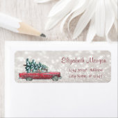 Retro Car Pine Tree Glittery Bokeh Etiket (Insitu)