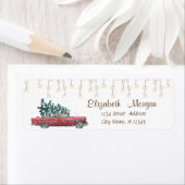 Retro Car Pine Tree - kerstkaarsen Etiket (Insitu)