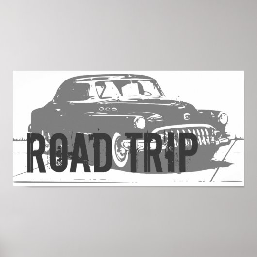 Retro Car Road Trip Poster (Voorkant)