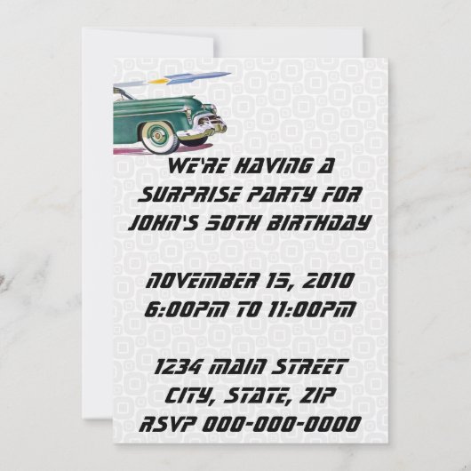 Retro Car & Rocket Birthday Kaart (Achterkant)