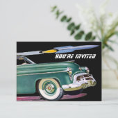 Retro Car & Rocket Birthday V2 Kaart (Staand voorkant)