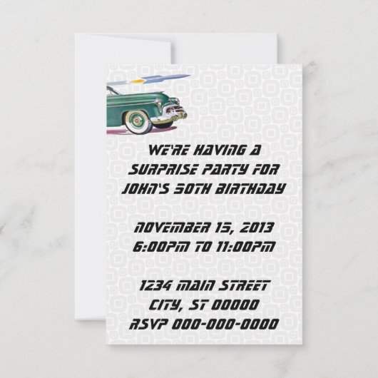 Retro Car & Rocket Birthday V2 Kaart (Achterkant)