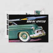 Retro Car & Rocket Birthday V2 Kaart (Voorkant / Achterkant)