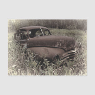 Retro Car Rustic Brown Old Antiek Tissuepapier