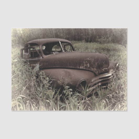  Retro Car Rustic Brown Old Antiek Tissuepapier (Voorkant)