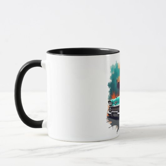 Retro Car Skyline Vibes Coffee Cup Mok (Links)