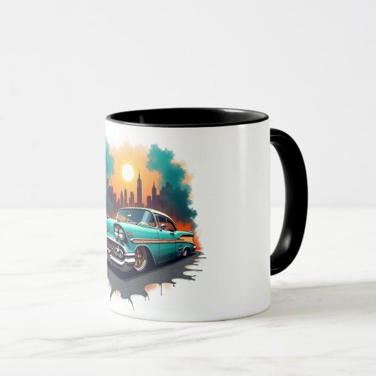 Retro Car Skyline Vibes Coffee Cup Mok (Voorkant rechts)