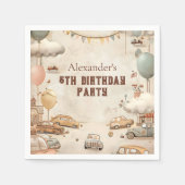 Retro Car Themed Kids Birthday Servet (Voorkant)