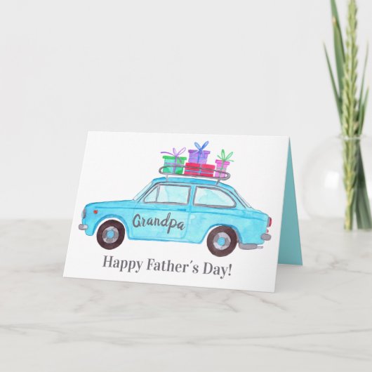 Retro Car Vaderdag Kaart (Voorkant)