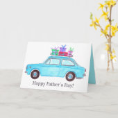 Retro Car Vaderdag Kaart (Gele Bloem)