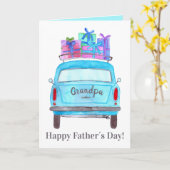 Retro Car  Vaderdag Kaart (Gele Bloem)