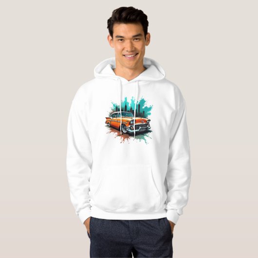 Retro Car with City Splash Graffiti Style Hoodie (Voorkant volledig)
