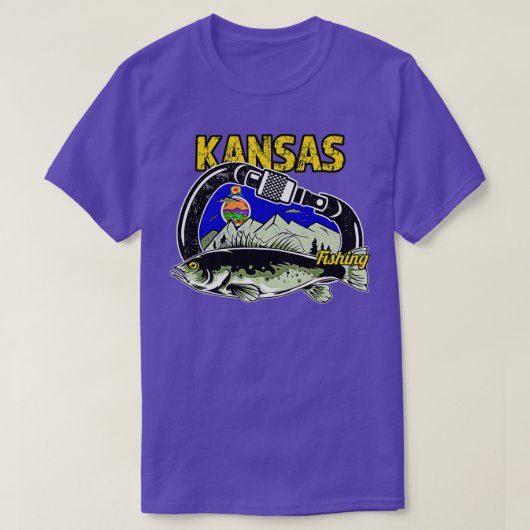 Retro Carabiner Kansas Fishing  T-shirt (Design voorkant)