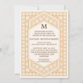 Retro  Caramel Monogram Afstuderen Kaart (Voorkant)