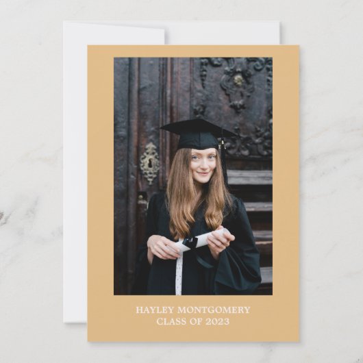 Retro  Caramel Monogram Afstuderen Kaart (Achterkant)