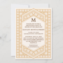 Retro  Caramel Monogram Afstuderen Kaart