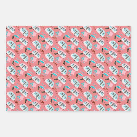 Retro Caravan Camping Cute P Inpakpapier Vel (Voorkant 2)
