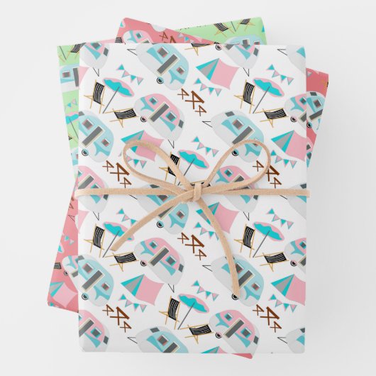 Retro Caravan Camping Cute P Inpakpapier Vel (In situ)