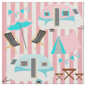 Retro Caravan Camping Cute P Stof (Close Up)