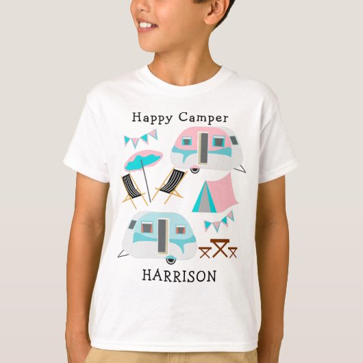 Retro Caravan Camping Cute P T-shirt (Voorkant)
