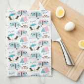 Retro Caravan Camping Cute Pattern Theedoek (Quarter Fold)