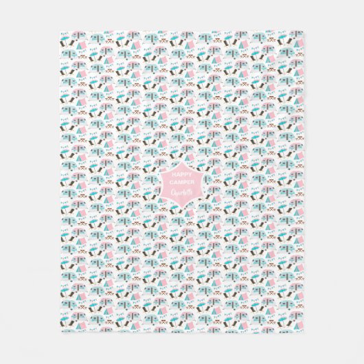 Retro Caravan Camping Cute Personalized Fleece Deken (Voorkant)