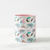 Retro Caravan Camping Cute Personalized Tweekleurige Koffiemok (Center)