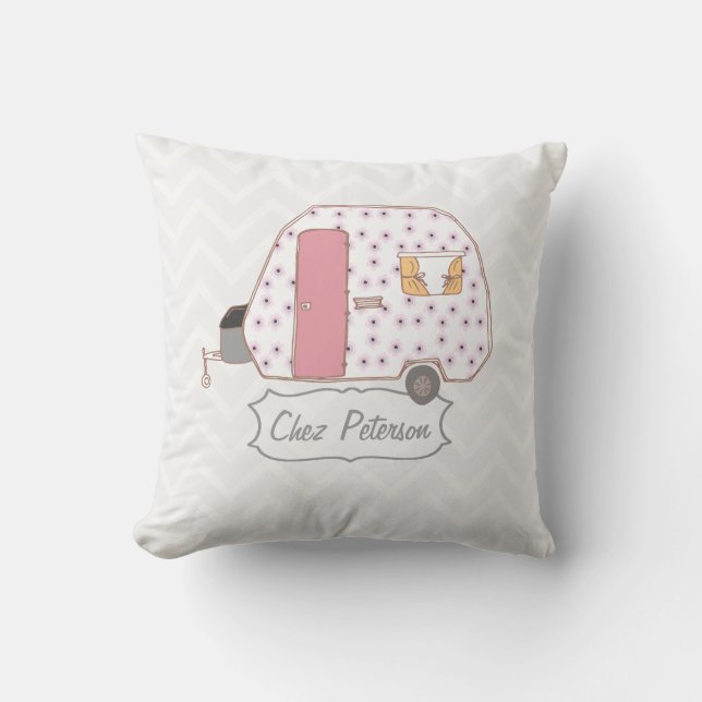 Retro Caravan Chevron Kussen (Voorkant)