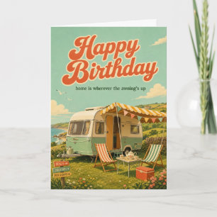 Retro Caravan Verjaardagskaart Caravanneur Kaart