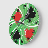 Retro Card Suits Vibrant Red and Black Grote Klok (Hoek)